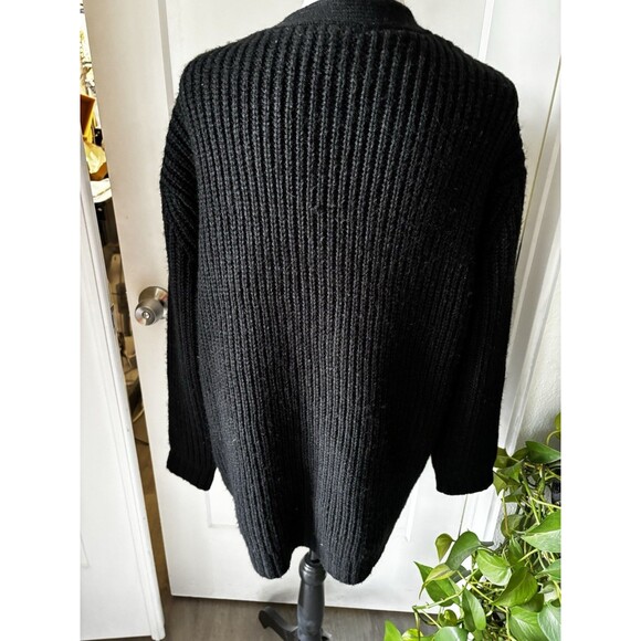 INC Chunky Long Cardigan Black With Rhinestone Buttons Holiday Festive Cozy L - Picture 3 of 7